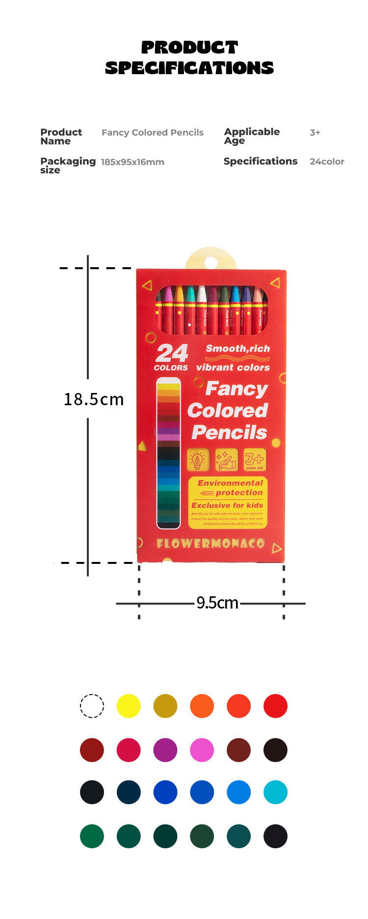 FLOWER MONACO WOOD-FREE COLOR PENCILS (moq5)